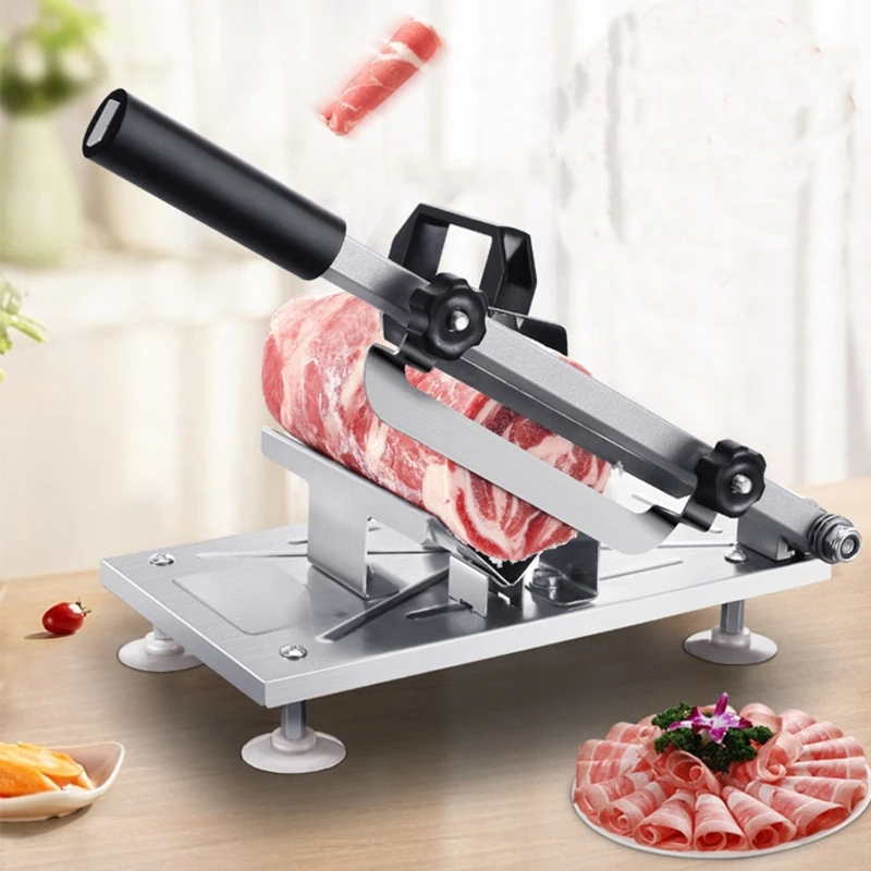 

Food Cutter Slicing Machine Stainless Steel Spring Automatic Meat Delivery Non-slip Handle Easily Cut Frozen Meat