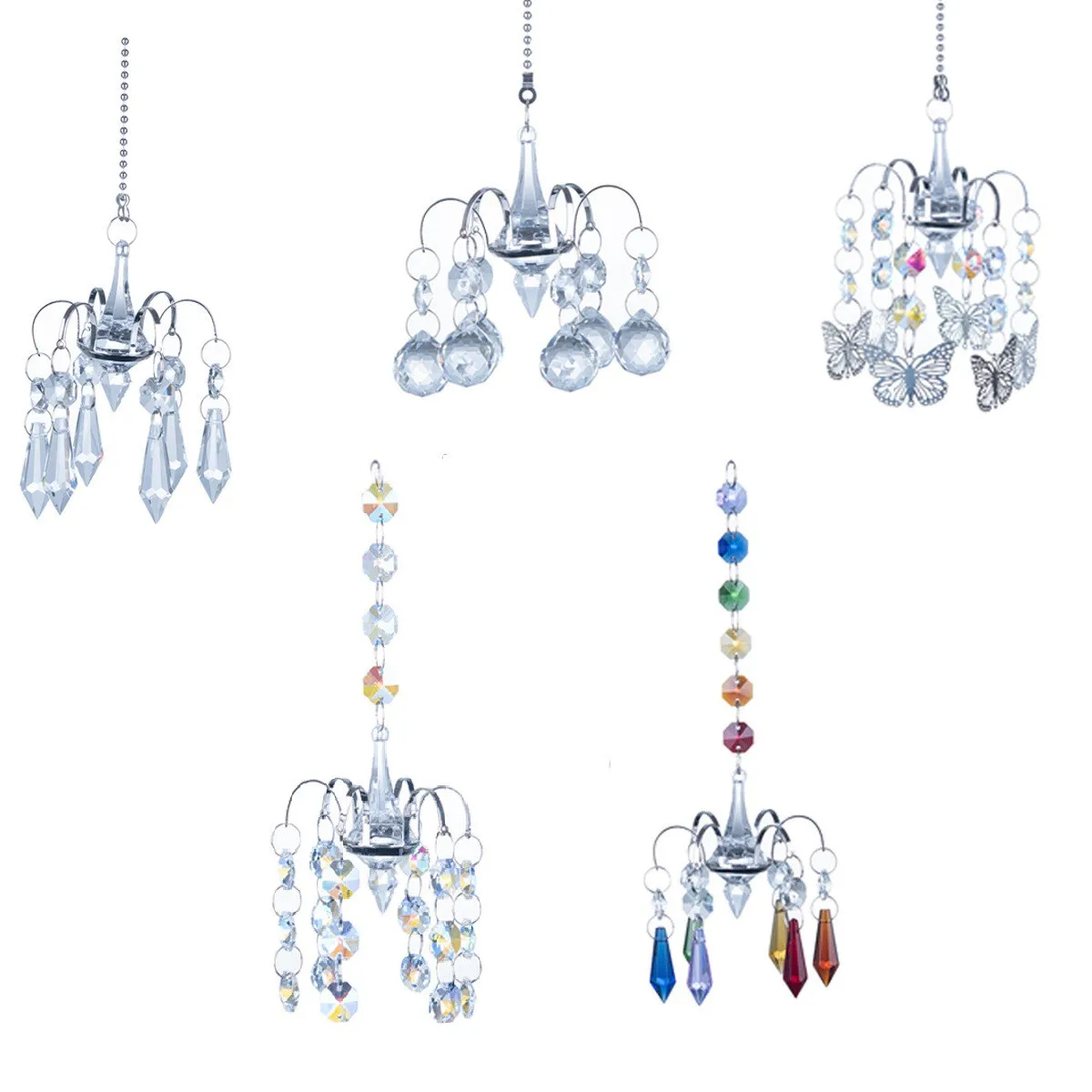 

LeiSi 5 Styles Chandelier Wind Chimes Ornament Crystal Prisms Hanging Suncatcher Rainbow Chaser Window Curtains Home Garden Deco