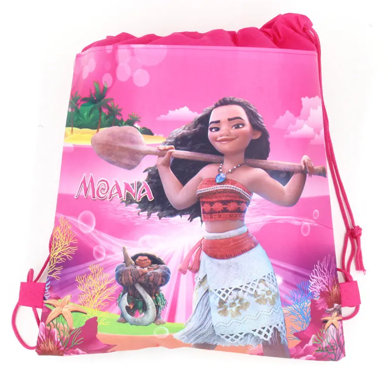 Baby Shower Party Kid Favors Disney Moana Princess tessuti Non tessuti Mochila Birthday Decoration coulisse rosa blu regali borse