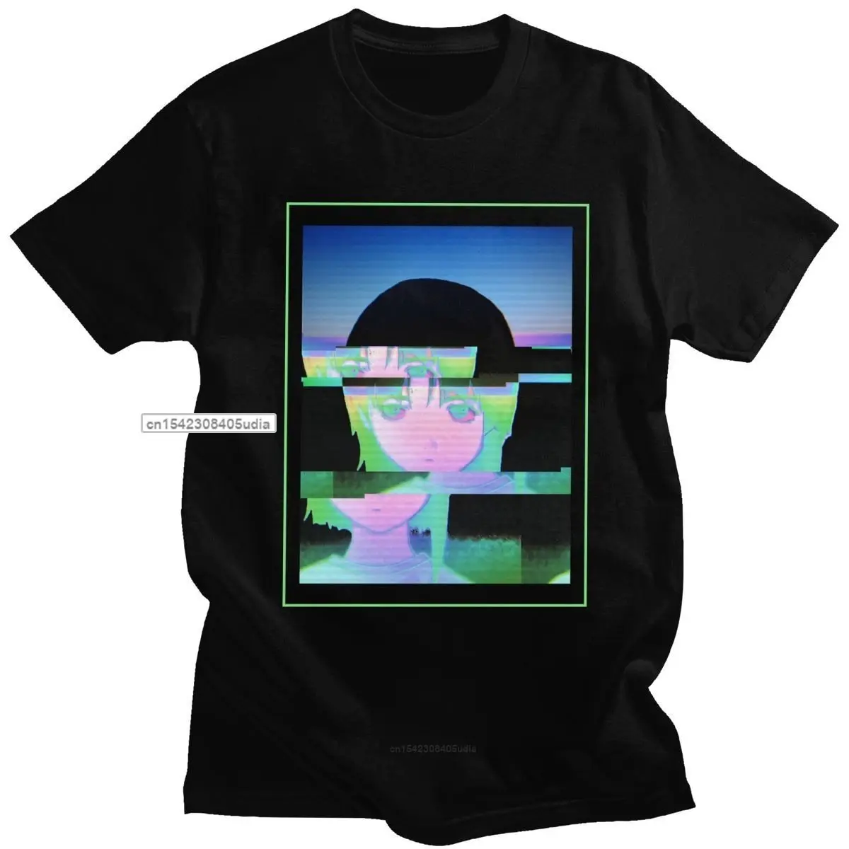 Serial Experiments Lain Tee Shirt Men Cotton Glitched Iwakura Manga Girl Sci Fi Anime Tshirt Short Sleeve Casual T Shirt Tshirt