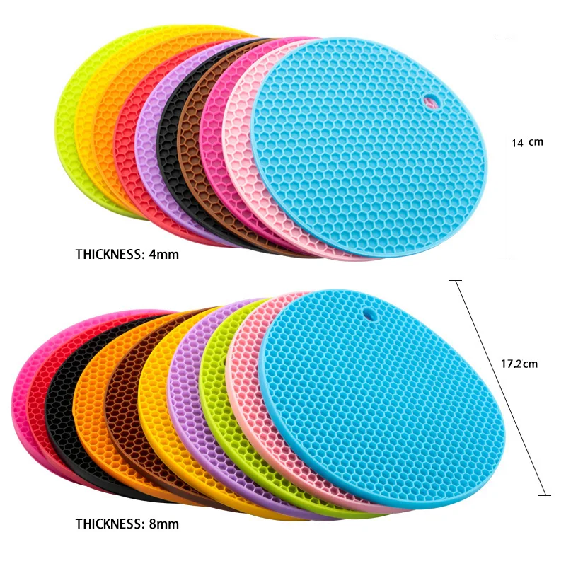 FAIS DU 2 szt. Grube Okrągłe Silikonowe Maty Termoodporne Antypoślizgowe Podkładki Pod Garnek Podkładki na Stół Akcesoria Kuchenne Narzędzie