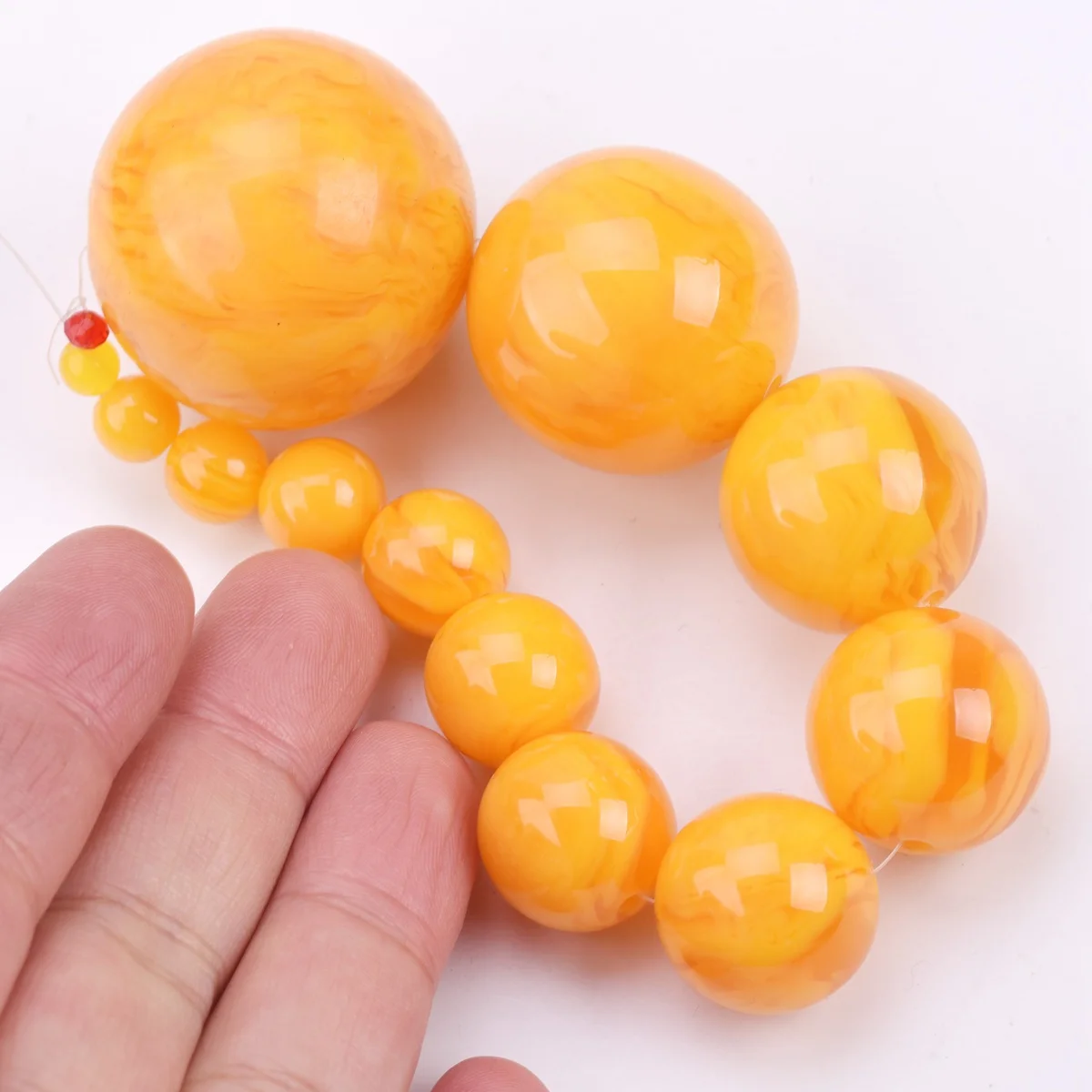 Perles Rondes en Plastique de Résine Orange Imitation Ambre, 6mm, 8mm, 10mm, 12mm, 14mm, 16mm, 18mm, 20mm, 22mm, 25mm, 30mm, 38mm, pour Bricolage de