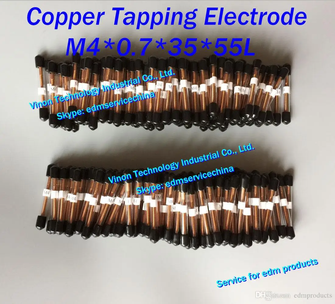 (10pc/lot) M4x0.7x35x55mm Copper Orbital Tapping Electrode M4 for EDM spark, Metric EDM Thread Electrode with hole