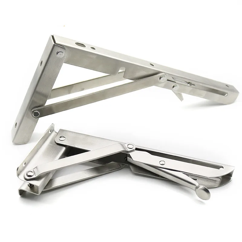 

2Pcs Brackets 8-20 inch Decorative Wall mounted Shelf Bracket 304 Stainless Steel Triangular Support Foldable Table Support