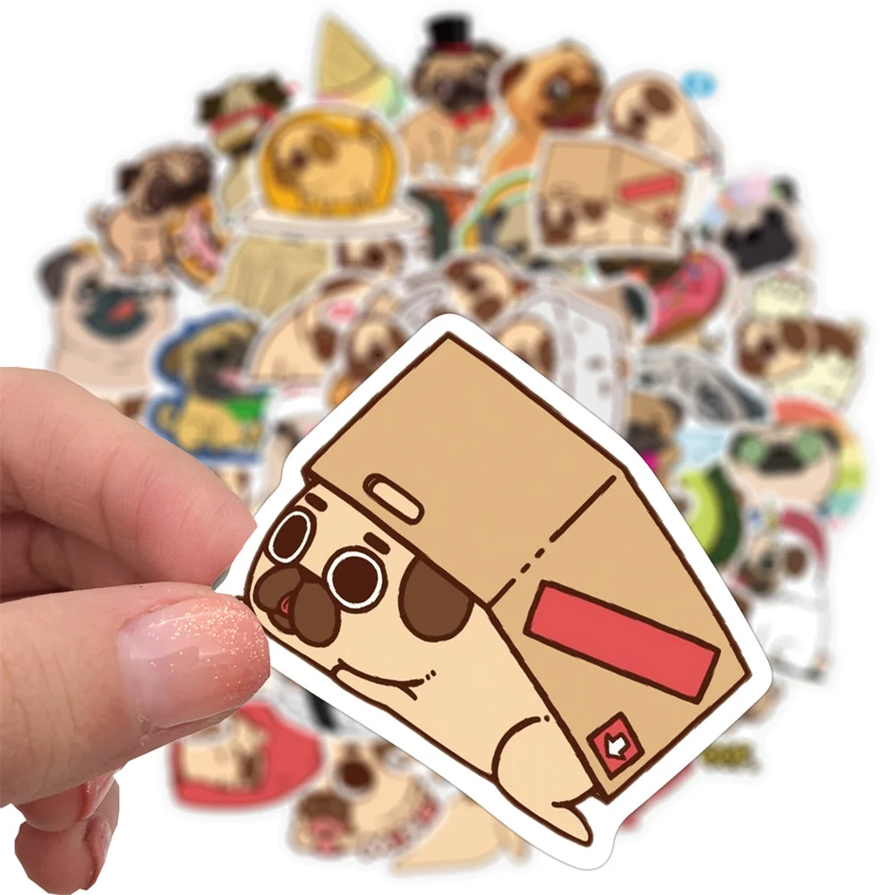 50pcs Pug Dog Stickers For Notebooks Computer Stationery Cute Kawaii Stickers Aesthetic Scrapbooking Material Craft Supplies