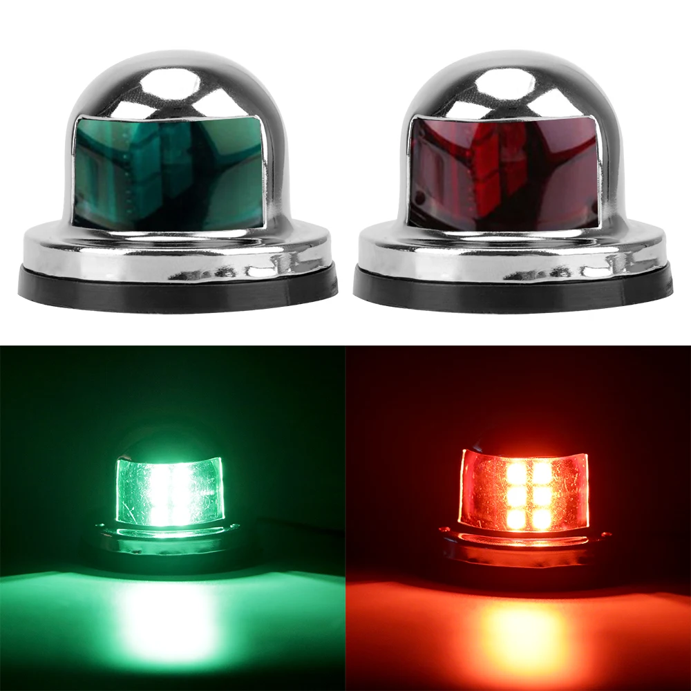 2 pièces Signal Lumineux D'avertissement LED Feux de Navigation Voile Lampe pour le Yacht Marin En Acier Inoxydable Rouge Vert 12V Étanche
