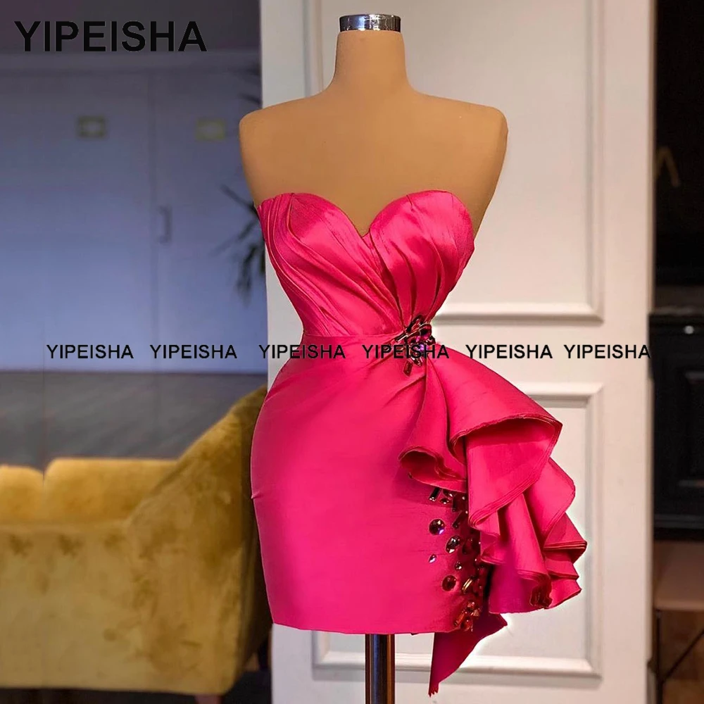 Yipeisha – Robe de Cocktail en Fuchsia, Corset en cœur, fourreau, Sexy, Mini Robe de spectacle, Robe de soirée courte, personnalisée