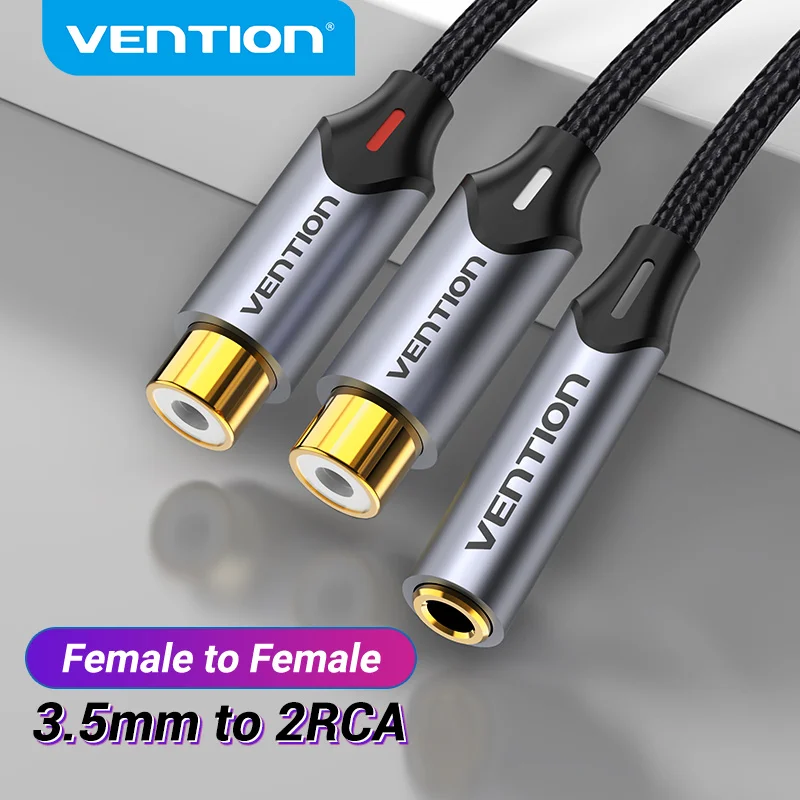 Vention RCA Cable 3.5 Jack to 2 RCA Splitter Female to Female Jack 3.5 mm RCA Connecter for Amplifiers Speaker Tablet AUX Cable