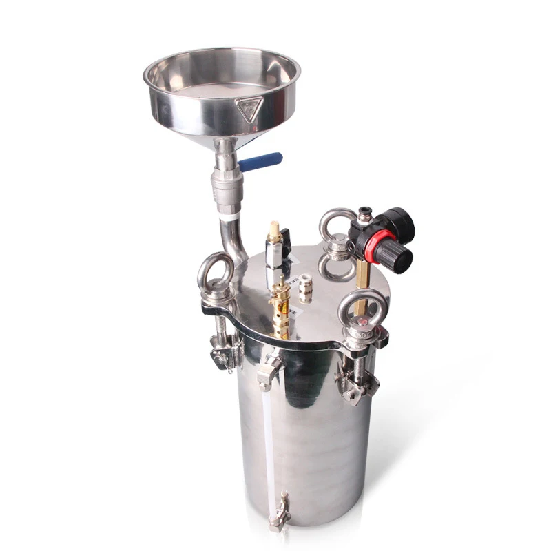 3L Stainless Steel Pressure Barrel, With funnel, with liquid level, pressure tank, glue storage barrel, dispenser pressure