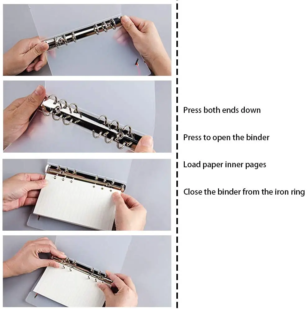 A5/A6 Transparante 6 Ringband Cover Met String Sluiting Losbladige Map Notebook Ronde Ring Clear Hard bindmiddel Cover