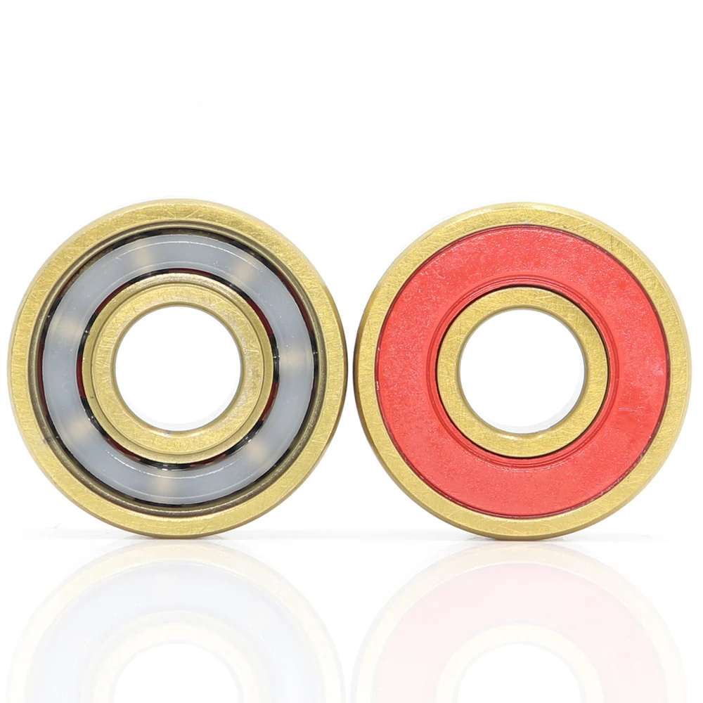 608-TIG Bearings 8*22*7mm ( 2 PCS ) ABEC-9 608 V RS For Skateboard Surface Gold Titanium Plating Nylon Cage 608 Ball Bearing