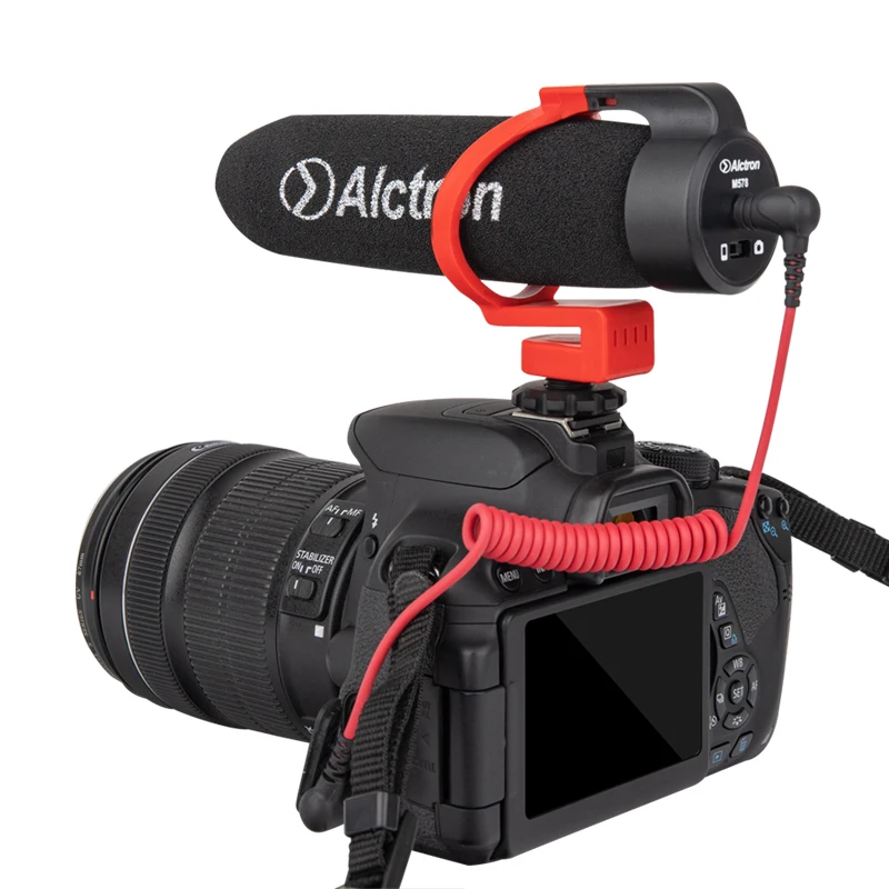 Alctron M598 micrófono de grabación condener para escopeta, plug and play, zapata para cámara, pequeño y liviano
