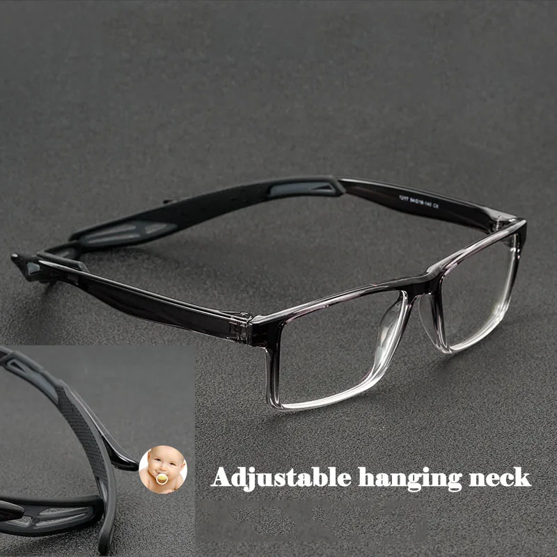 Ultralight Non-slip Sports Riding Reading Glasses Men TR90 Adjustable Hanging Neck Presbyopic Glasses Fashion Full Rim 25 75 175