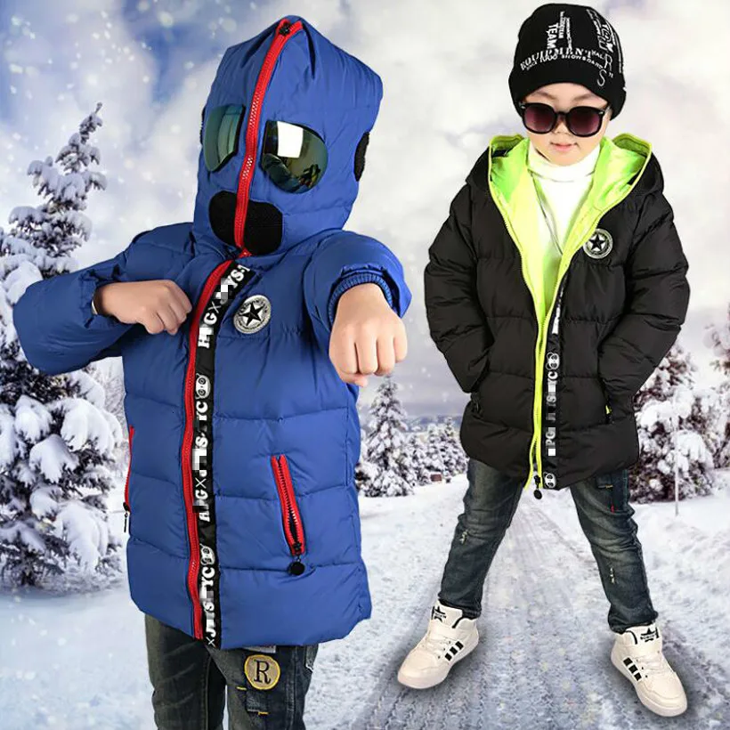 2020 New children Down & Parkas 3-10T winter kids outerwear boys casual warm boys hoodded jacket with glasses  boys warm coats