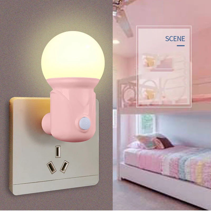 Socket LED Night Light Plug-in Bedside Lamp Bedroom Reading Book Night Light Living Room Balcony Lighting EU Plug Wall Lamp