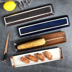 Japanese ceramic long plate household creative sushi professional plate long flat plate dessert plate snack sashimi plate