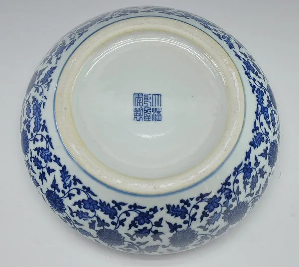 Duży chiński antyk Qing Qianlong Mark niebieski i biały porcelanowy ceramiczny akwarium dla ryb kwiat roślina doniczkowa sadzarka