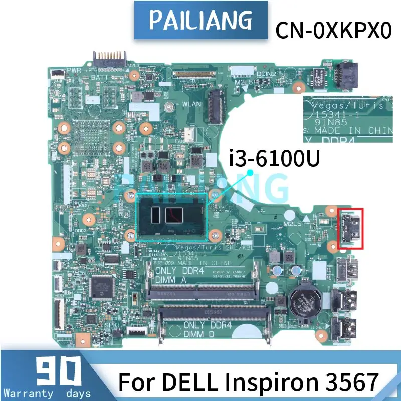 

I3-6100U For Dell Vostro 14 3468 15 3568 Inspiron 3467 3567 Laptop Motherboard 15341-1 CN-0XKPX0 0XKPX0 DDR4 Notebook Mainboard