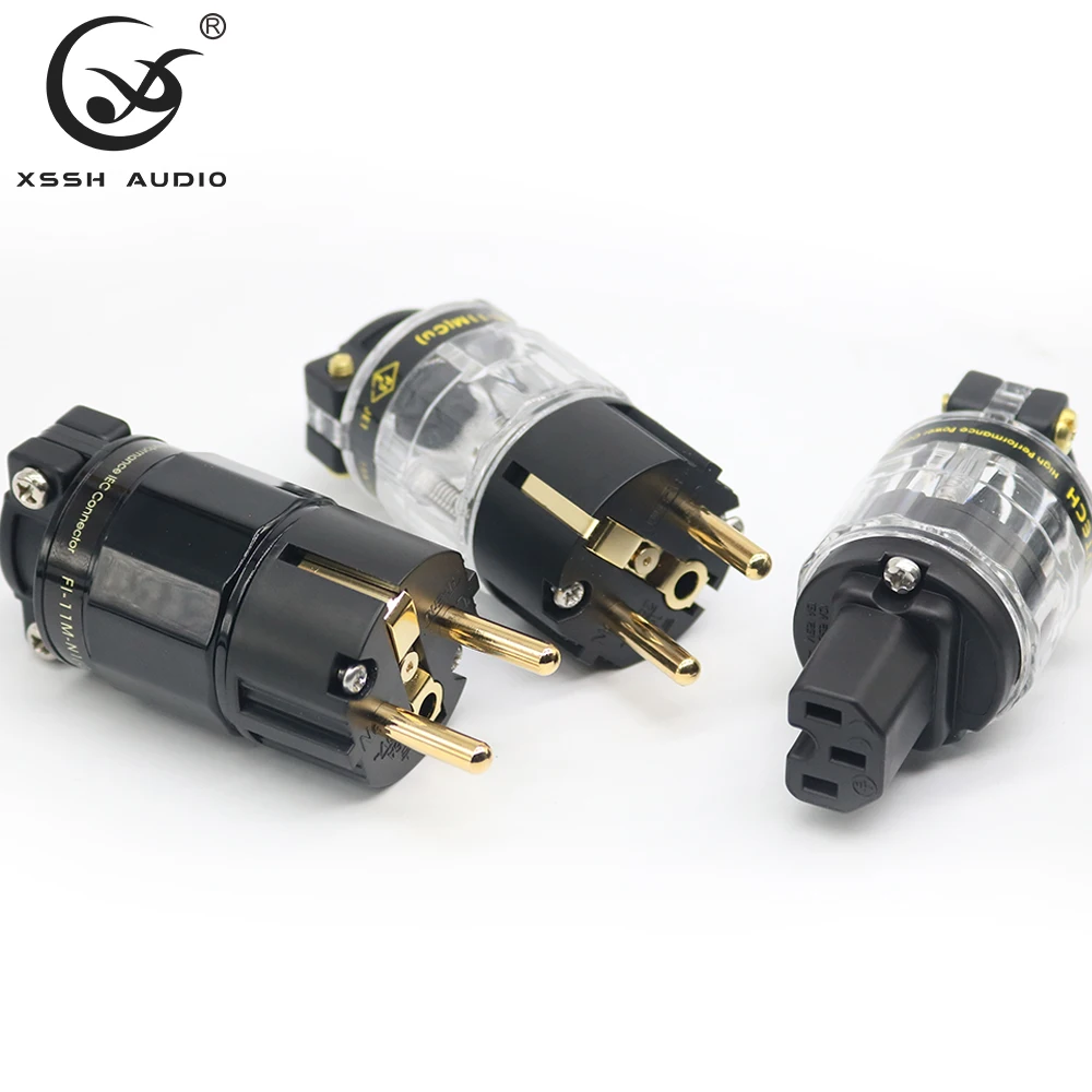 XSSH 오디오 FI-11M-N1 (G) 15A 125V 순수 구리 도금 골드 AC AU NEMA US EU IEC 암 수 전원 커넥터 플러그