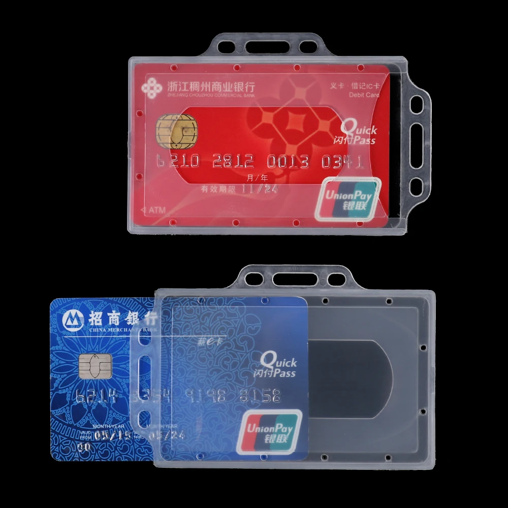 Transparent Protector Cover ID Card Bus Card Sleeve Hard Plastic Badge Work Card Holder office Supply