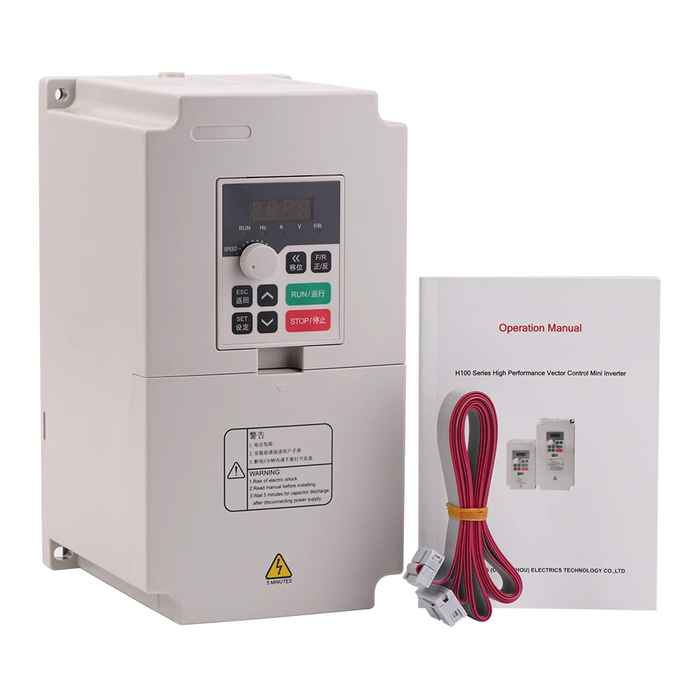 1.5kw/2.2kw VFD Inverter H100 Series 220V/380V Vector Variable Frequency Drive DC Converter For Spindle Motor Speed Control