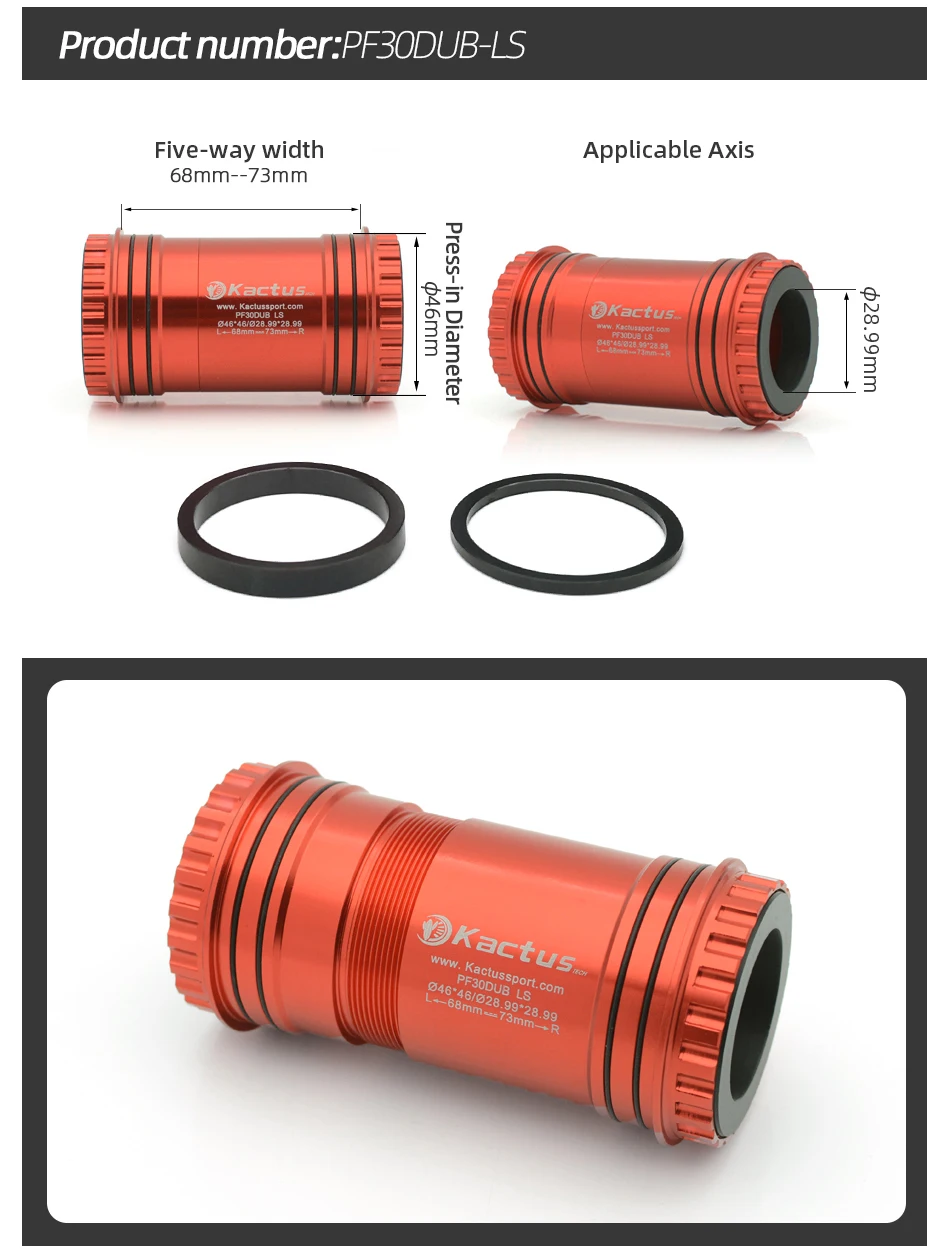 Kactus DUB Tretlager für SRAM DUB Kurbelgarnitur Kettenblatt MTB/Rennrad Teile Keramiklager Pressfit Fahrrad Tretlager – Detail 14