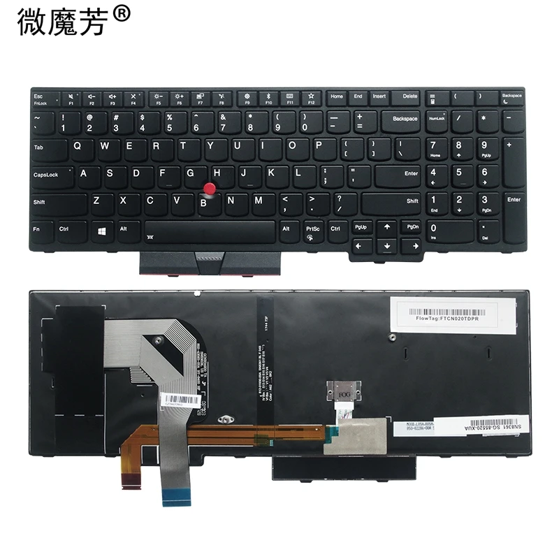 New US English Keyboard for Lenovo Thinkpad T570 P51S T580 P52S Teclado 01ER582 01ER541 SN20M07934