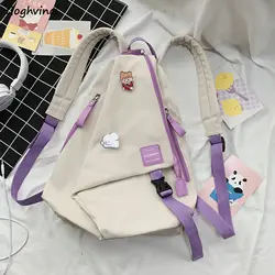 Backpacks Women Patchwork Designed Students School Canvas Bags Book Harajuku Unisex Ins College Ulzzang Big Capacity Rucksack