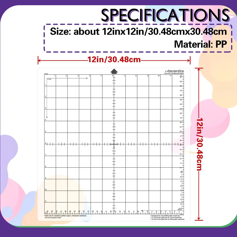 1-5PCS Replacement Cutting Mat Transparent Adhesive Mat with Measuring Grid 12*12-Inch for Silhouette Cameo Plotter Machine