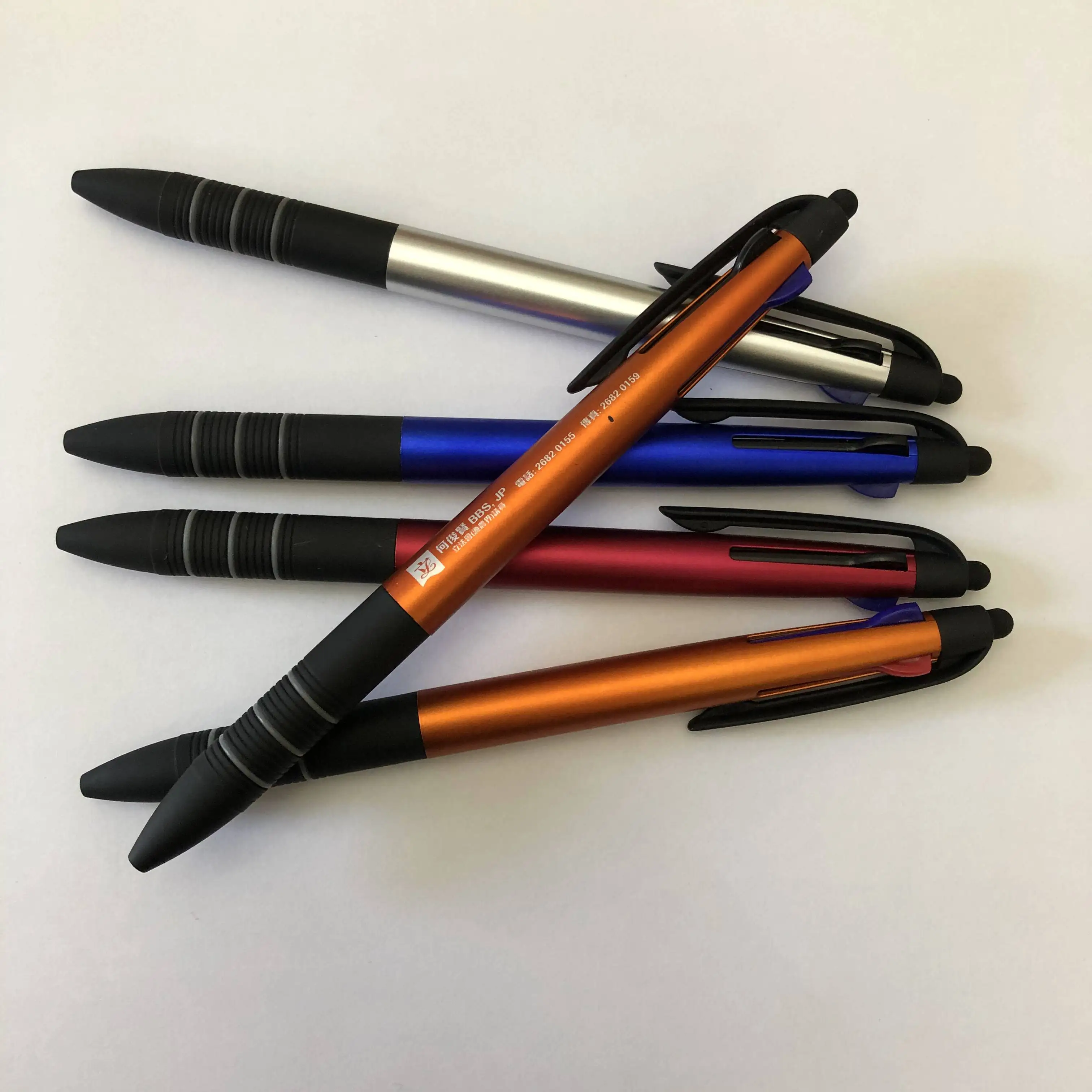 High quality promotion 3 ink ballpoint pen with custom logo promoiton pen company name website