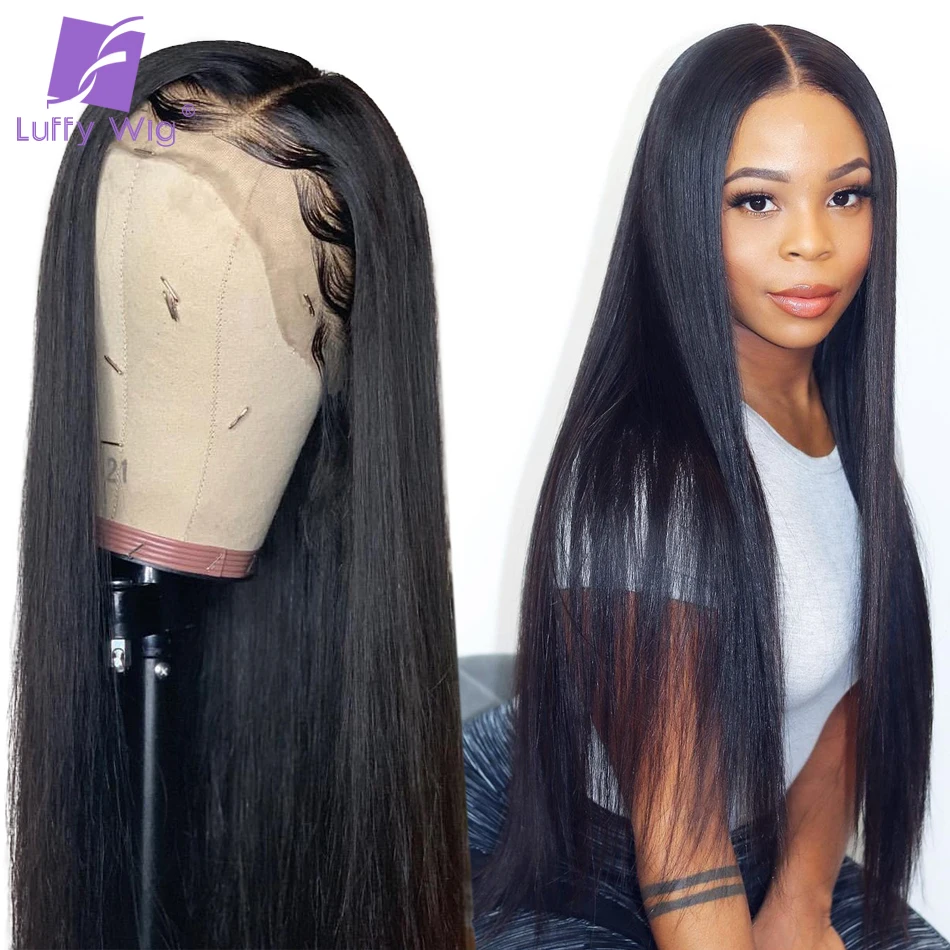 HD Transparent 13x6 Lace Front Human Hair Wigs Brazilian Remy Hair Wig Glueless Straight 200 Density Wig For Black Women luffy