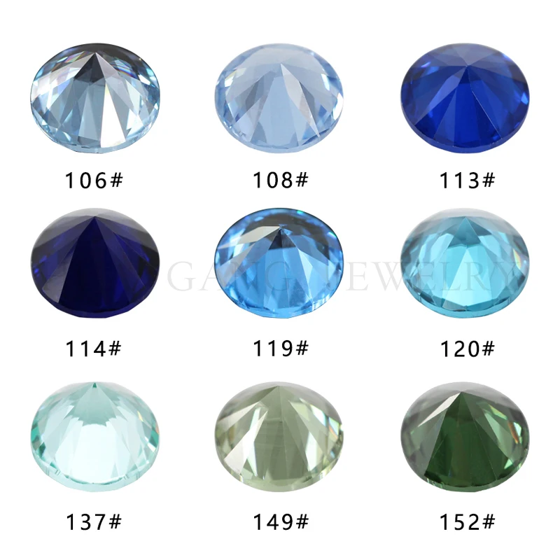 5A Synthetic Spinel Green Blue Stone multi-color 2.0~12mm Size Round Brilliant Cut  For Jewelry