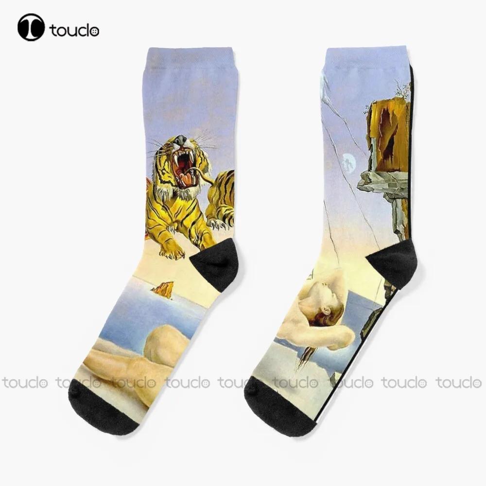 In Flight  Vintage 1944 Dali Painting Print      Socks Mushroom Socks Personalized Custom Unisex Adult Teen Youth Socks