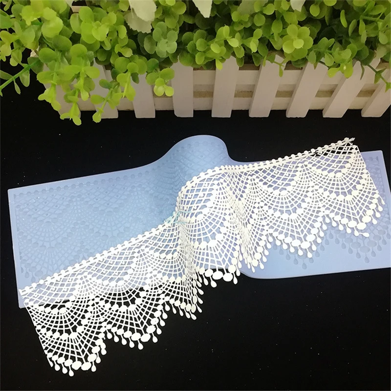 Aomily 40*12cm Lace Surround Wedding Cake Silicone Edge Lace Fondant Mold Mousse Sugar Craft Icing Mat Pad Pastry Baking Tool