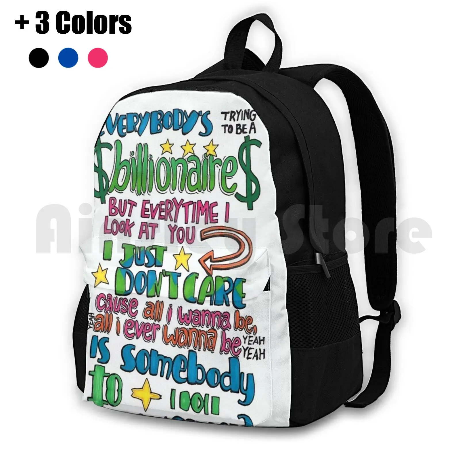 Somebody To You Lyric Art Outdoor Hiking Backpack Waterproof Camping Travel Somebody To You Lyric Art Fashion New York Pattern