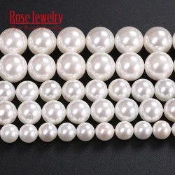 Natural Shell Pearl Powder Round Loose Beads 2 3 4 5 6 8 10 12 14 16 MM Size for Jewelry Making DIY Bracelet Necklace