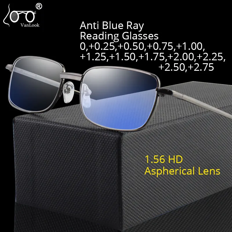 

Men's Reading Glasses Women Blue Light Blocking Computer Glasses Metal TR90 Optical Eyewear Frame+0.25+0.75+0.50+1.25+4.5+6.00