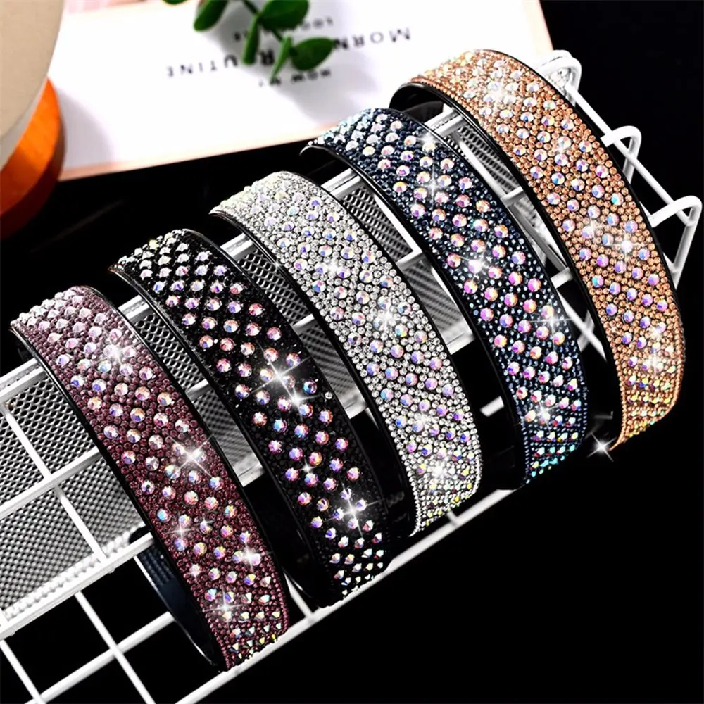 Ladies Wide Full Rhinestone Hairbands Fashion Crystal Headbands for Women Girls No-slip Hair Hoops With Teeth Hair Accessories