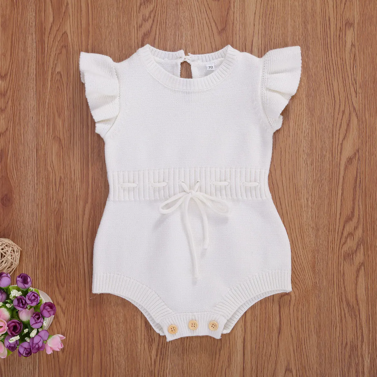 Newborn Baby Girl Clothes Knitted Ruffles Sleeveless Bodysuit Tops Playsuit Jumpsuit Outfits Baby Autumn Clothing