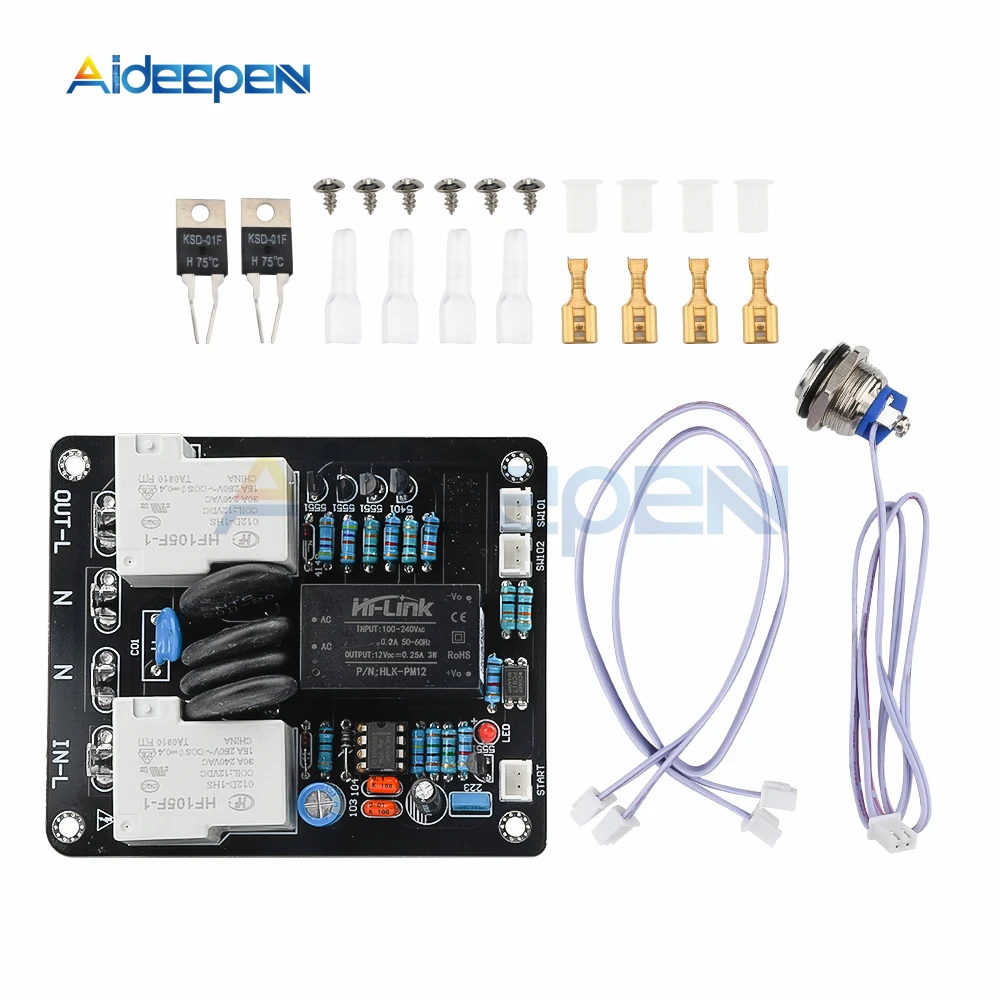 AC 105-235V 2000W Amplifier Switch High Power Supply Soft Start Board Light Touch Double Temperature Control Switch 110V 220V