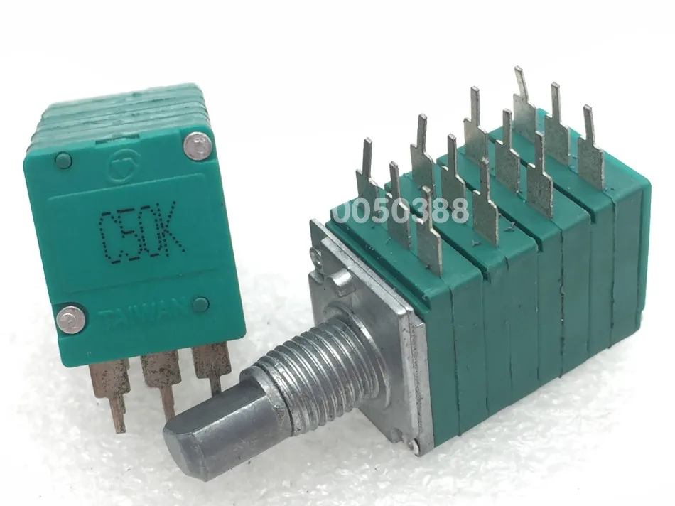 Aiwan taiwan rk13密閉型精密4ウェイポテンショメータc50kx4ボリュームポテンショメータ軸長15mmおよびハーフ