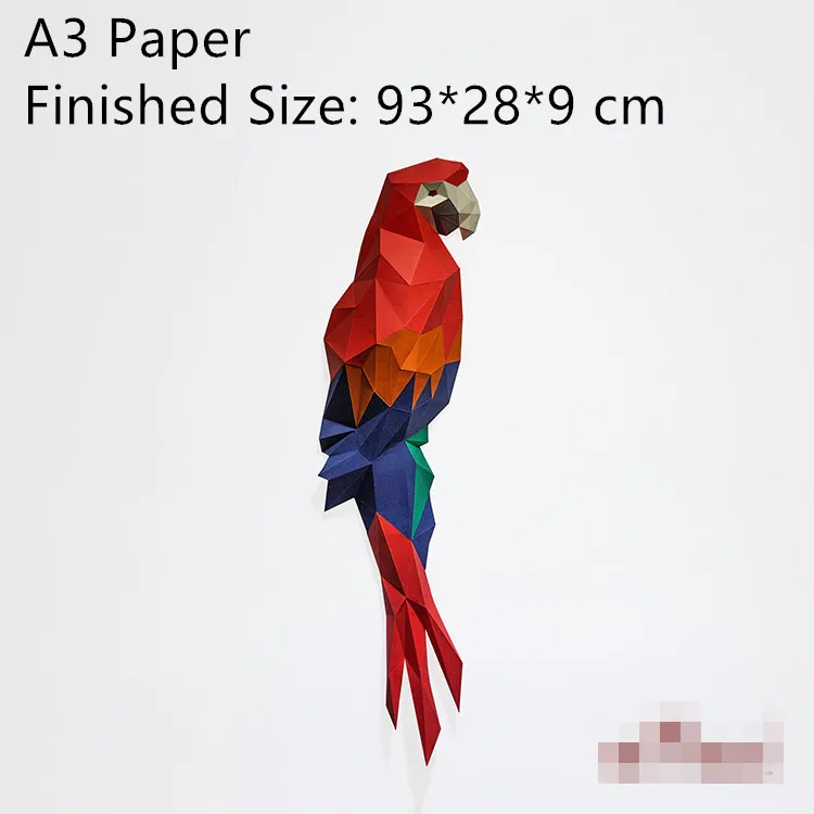 christmas decoration 3d Paper Model Parrot papercraft jungle animal birds toys home decor wall decor diy toys birthday