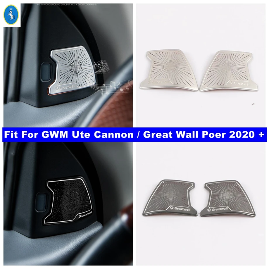 

Silver / Black Pillar A Stereo Audio Loudspeaker Panel Cover Trim For GWM Ute Cannon / Great Wall Poer 2020 - 2022 Accessories