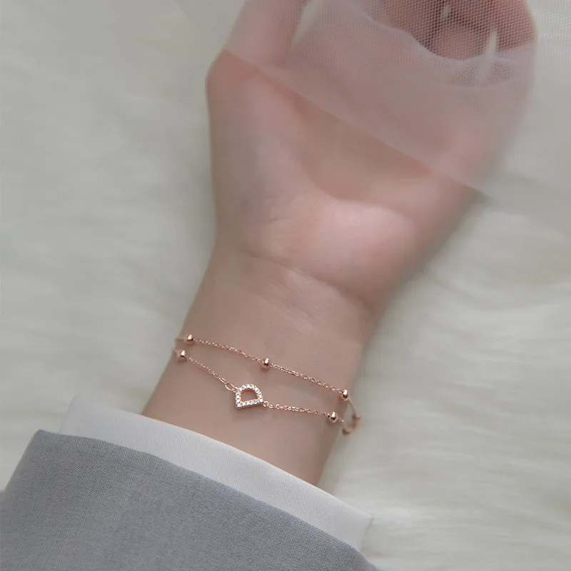 Silver 925 Bracelets On Hand For Girls Women Jewelry Letter D Charm Sterling Silver Bracelet 2021 Rose Gold Color Zircon Chain