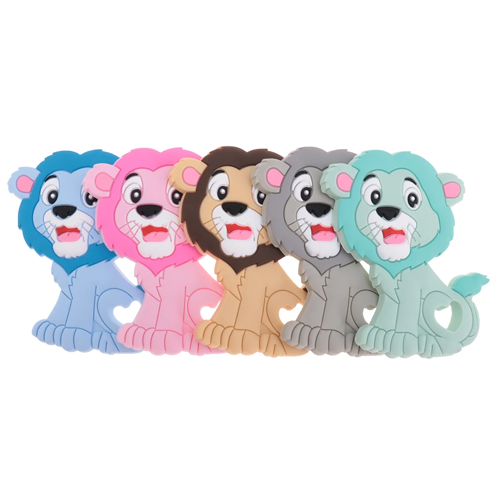 10pcs Lion Food Grade Silicone Teethers Baby Silicone Teething Necklace Pendant Pacifier Goods For Newborns Bpa Free ATOB