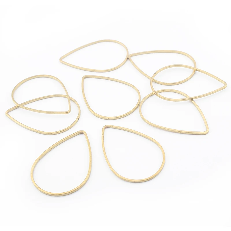 50pcs Raw Brass Hollow Waterdrop Charms Teardrop Frame Pendant For Diy Earring Necklace Jewelry Making Craft Accessories