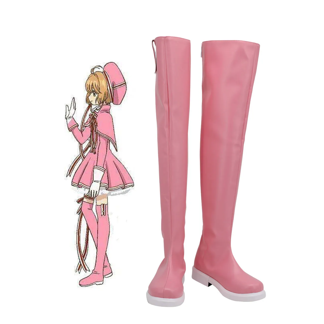 

Sakura Pink Boots Cosplay Card Captor Sakura Clear Card Cosplay Boots Customized Shoes for Unisex