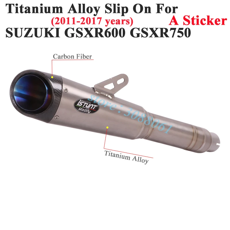 Titanium Alloy Slip On For GSXR600 GSXR750 GSXR 750 600 Motorcycle GP Exhaust System Escape Modify Link Pipe Muffler DB Killer