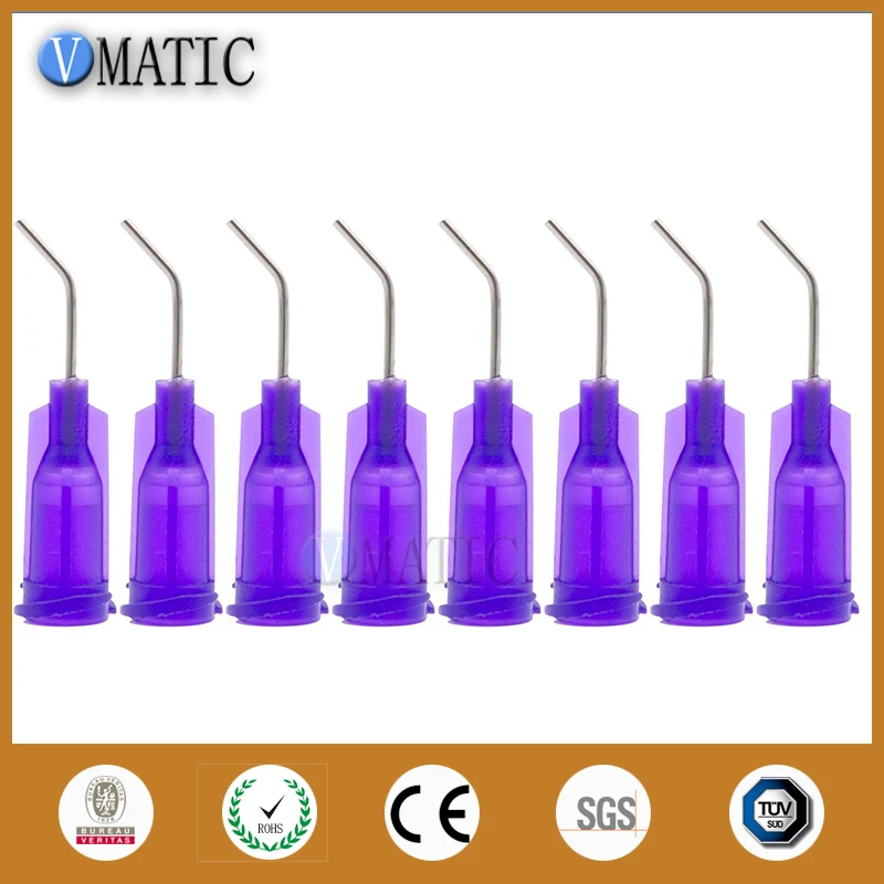 

Free Shipping 100Pcs 21G Purple 0.5''Tubing 45 Degree Bend Bent Dispenser Needle Tips Blunt End Stainless Steel Needles 1/2 Inch