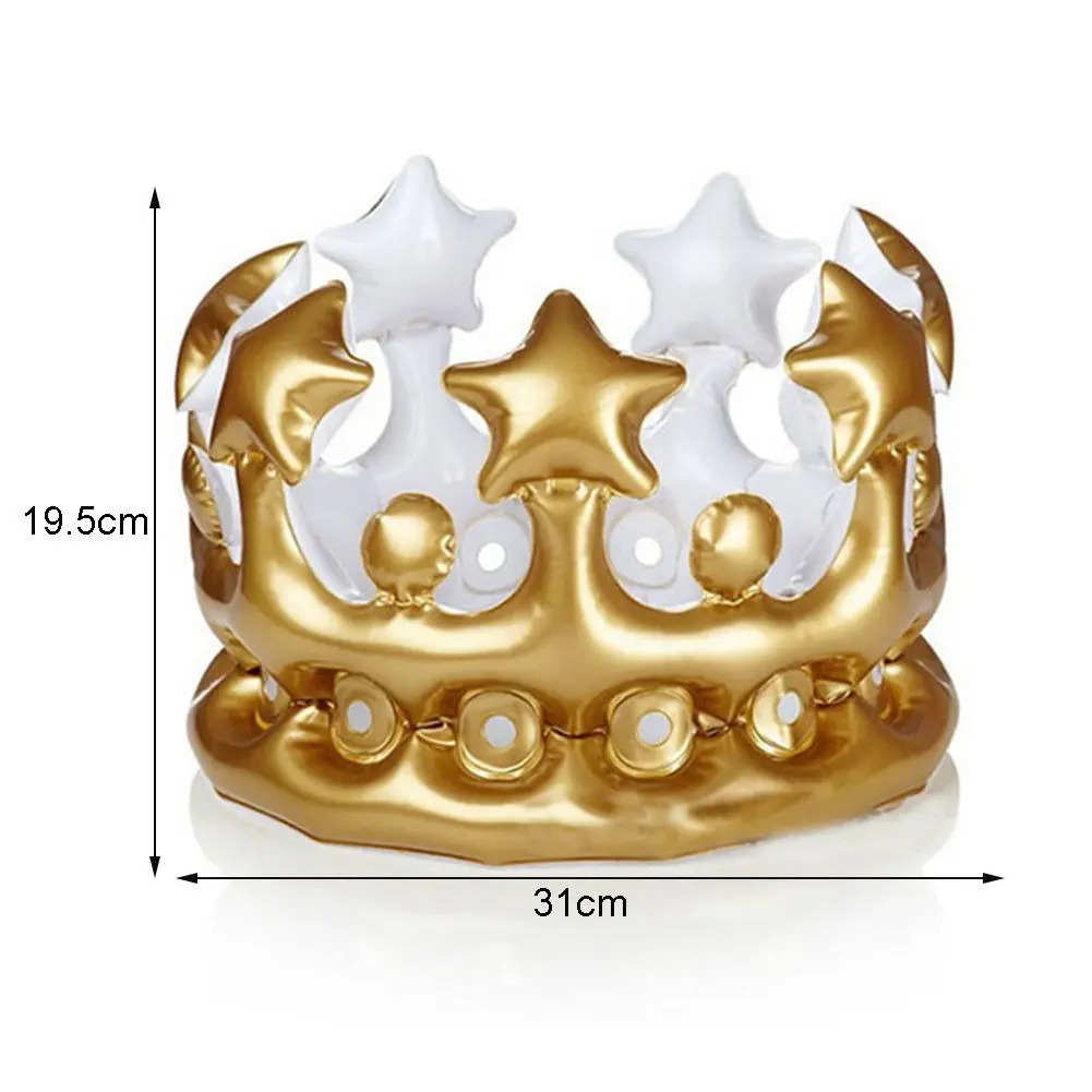 Inflatable Gold Crown Kids Adult Birthday Hats Cap King Toy Party Decoration Creative Inflated Event Stadium Props Party Gift